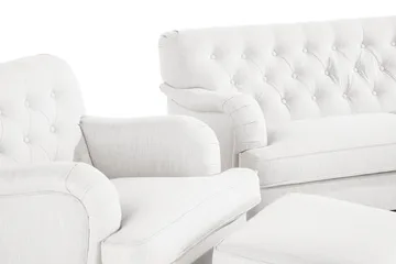 Howard Riviera Soffgrupp 3-sits + 2-sits Soffa + Fåtölj + Fotpall i Tyg - Ljusgrå - Möbler - Soffa - Soffgrupp - Howard soffgrupp