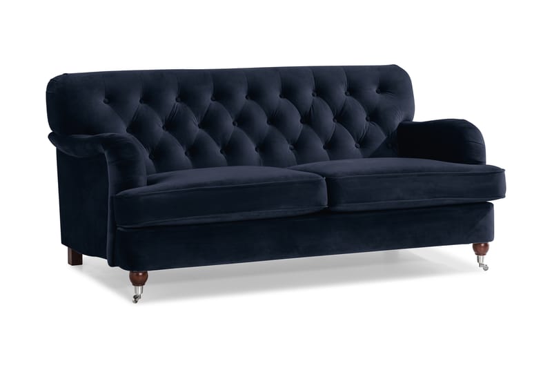 Howard Riviera Soffgrupp Svängd 3-sits + 2-sits Soffa + Fåtölj + Fotpall i Sammet - Blå - Möbler - Soffa - Soffgrupp - Howard soffgrupp
