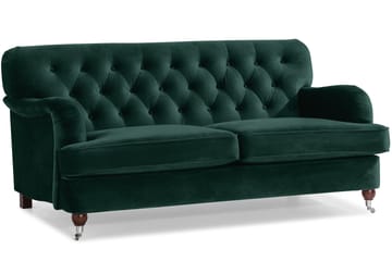 Howard Riviera Soffgrupp Svängd 3-sits + 2-sits Soffa + Fåtölj + Fotpall i Sammet - Grön - Möbler - Soffa - Soffgrupp - Howard soffgrupp