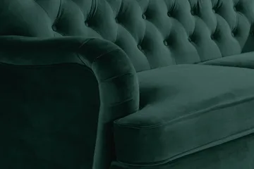 Howard Riviera Soffgrupp Svängd 3-sits + 2-sits Soffa + Fåtölj + Fotpall i Sammet - Grön - Möbler - Soffa - Soffgrupp - Howard soffgrupp