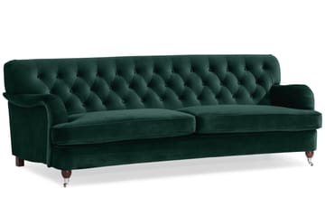 Howard Riviera Soffgrupp Svängd 3-sits + 2-sits Soffa + Fåtölj + Fotpall i Sammet - Grön - Möbler - Soffa - Soffgrupp - Howard soffgrupp