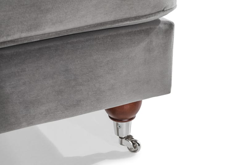 Howard Riviera Soffgrupp Svängd 3-sits + 2-sits Soffa + Fåtölj + Fotpall i Sammet - Ljusgrå - Möbler - Soffa - Soffgrupp - Howard soffgrupp