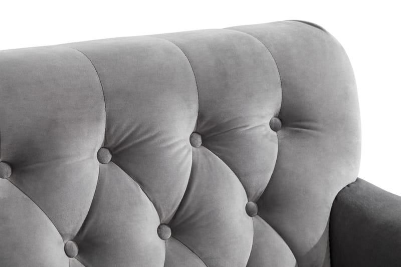 Howard Riviera Soffgrupp Svängd 3-sits + 2-sits Soffa + Fåtölj + Fotpall i Sammet - Ljusgrå - Möbler - Soffa - Soffgrupp - Howard soffgrupp