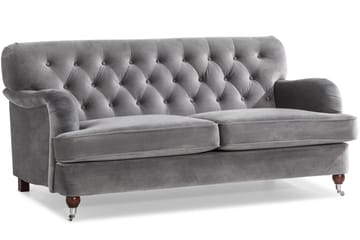 Howard Riviera Soffgrupp Svängd 3-sits + 2-sits Soffa + Fåtölj + Fotpall i Sammet - Ljusgrå - Möbler - Soffa - Soffgrupp - Howard soffgrupp