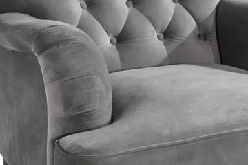 Howard Riviera Soffgrupp Svängd 3-sits + 2-sits Soffa + Fåtölj + Fotpall i Sammet - Ljusgrå - Möbler - Soffa - Soffgrupp - Howard soffgrupp