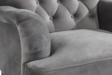 Howard Riviera Soffgrupp Svängd 3-sits + 2-sits Soffa + Fåtölj + Fotpall i Sammet - Ljusgrå - Möbler - Soffa - Soffgrupp - Howard soffgrupp