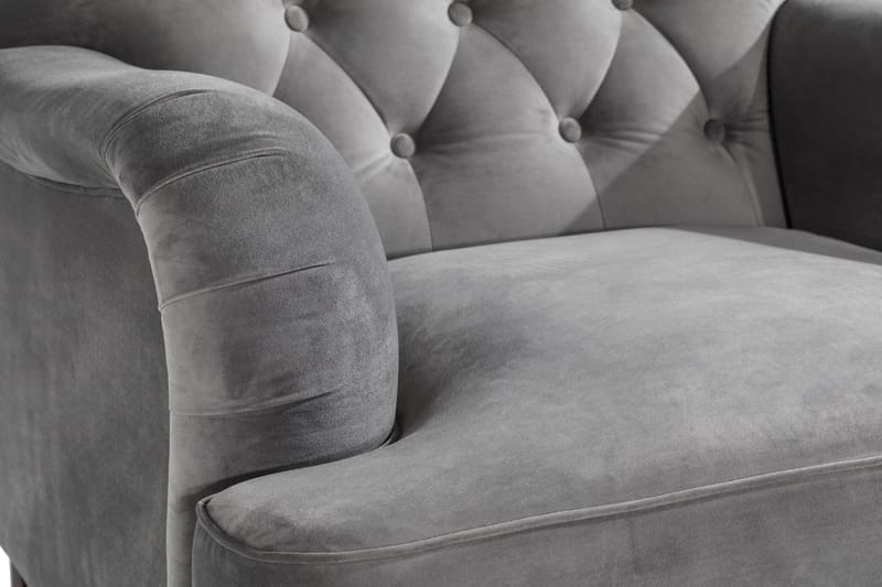 Howard Riviera Soffgrupp Svängd 3-sits + 2-sits Soffa + Fåtölj + Fotpall i Sammet - Ljusgrå - Möbler - Soffa - Soffgrupp - Howard soffgrupp