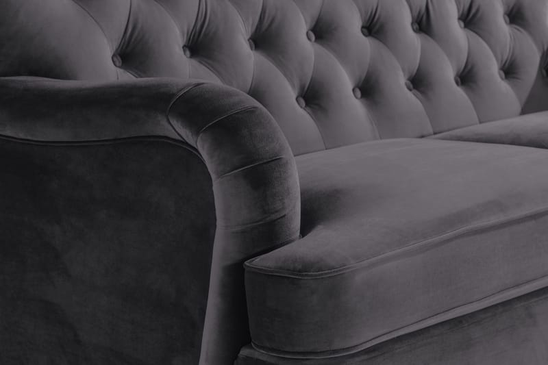 Howard Riviera Soffgrupp Svängd 3-sits + 2-sits Soffa + Fåtölj + Fotpall i Sammet - Mörkgrå - Möbler - Soffa - Soffgrupp - Howard soffgrupp