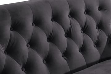 Howard Riviera Soffgrupp Svängd 3-sits + 2-sits Soffa + Fåtölj + Fotpall i Sammet - Mörkgrå - Möbler - Soffa - Soffgrupp - Howard soffgrupp