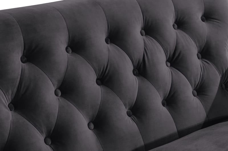 Howard Riviera Soffgrupp Svängd 3-sits + 2-sits Soffa + Fåtölj + Fotpall i Sammet - Mörkgrå - Möbler - Soffa - Soffgrupp - Howard soffgrupp