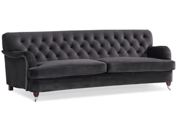 Howard Riviera Soffgrupp Svängd 3-sits + 2-sits Soffa + Fåtölj + Fotpall i Sammet - Mörkgrå - Möbler - Soffa - Soffgrupp - Howard soffgrupp