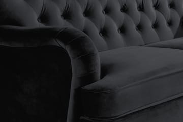 Howard Riviera Soffgrupp Svängd 3-sits + 2-sits Soffa + Fåtölj + Fotpall i Sammet - Svart - Möbler - Soffa - Soffgrupp - Howard soffgrupp