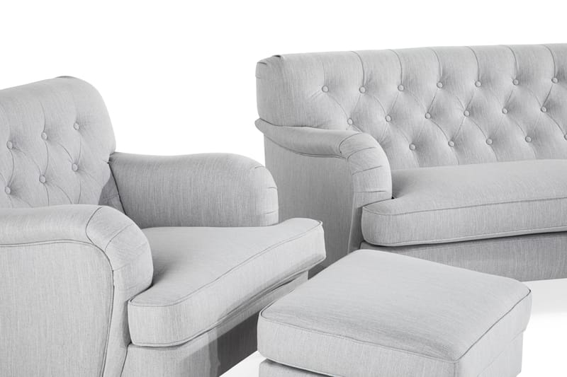 Howard Riviera Soffgrupp Svängd 3-sits + 2-sits Soffa + Fåtölj + Fotpall i Tyg - Grå - Möbler - Soffa - Soffgrupp - Howard soffgrupp