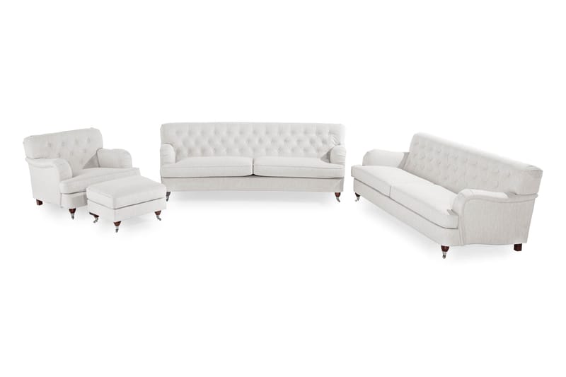 Howard Riviera Soffgrupp Svängd 3-sits + 2-sits Soffa + Fåtölj + Fotpall i Tyg - Ljusgrå - Möbler - Soffa - Soffgrupp - Howard soffgrupp