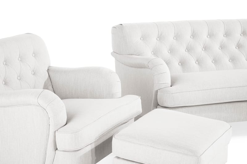 Howard Riviera Soffgrupp Svängd 3-sits + 2-sits Soffa + Fåtölj + Fotpall i Tyg - Ljusgrå - Möbler - Soffa - Soffgrupp - Howard soffgrupp