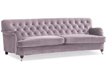 Howard Riviera Soffgrupp Svängd 3-sits + 2-sits Soffa + Fåtölj + Fotpall i Sammet - Lila - Möbler - Soffa - Soffgrupp - Howard soffgrupp