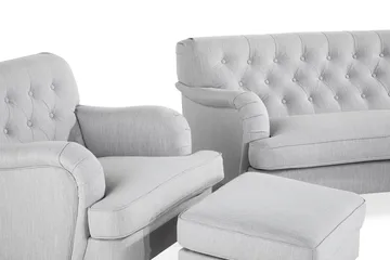 Howard Riviera Soffgrupp Svängd 3-sits + 2-sits Soffa + Fåtölj + Fotpall i Tyg - Grå - Möbler - Soffa - Soffgrupp - Howard soffgrupp