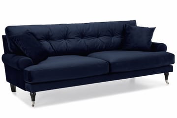 Andrew Soffgrupp 3-sits + 2-sits Soffa + Fåtölj + Fotpall i Sammet - Blå - Möbler - Soffa - Soffgrupp - Howard soffgrupp