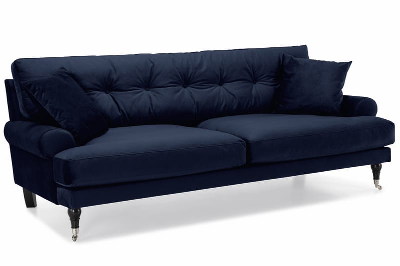 Andrew Soffgrupp 3-sits + 2-sits Soffa + Fåtölj + Fotpall i Sammet - Blå - Möbler - Soffa - Soffgrupp - Howard soffgrupp