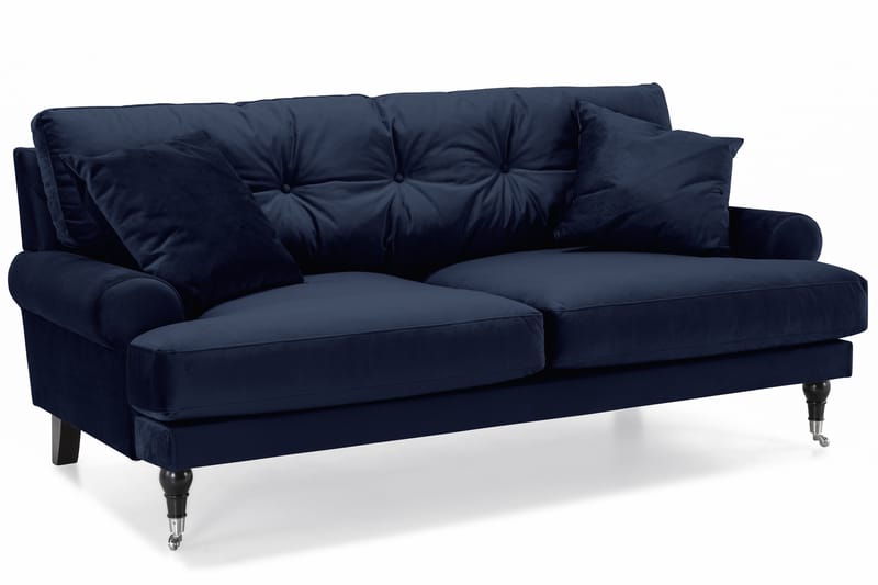 Andrew Soffgrupp 3-sits + 2-sits Soffa + Fåtölj + Fotpall i Sammet - Blå - Möbler - Soffa - Soffgrupp - Howard soffgrupp