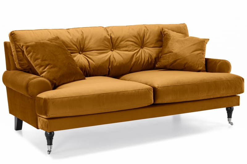 Andrew Soffgrupp 3-sits Soffa + Fåtölj + Fotpall i Sammet - Mörkgul - Möbler - Soffa - Soffgrupp - Howard soffgrupp