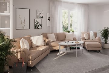 Howard Classic Soffgrupp 2-sits + Liten 2-sits Soffa + Fåtölj + Fotpall i Tyg - Mörkbeige - Möbler - Soffa - Soffgrupp - Howard soffgrupp