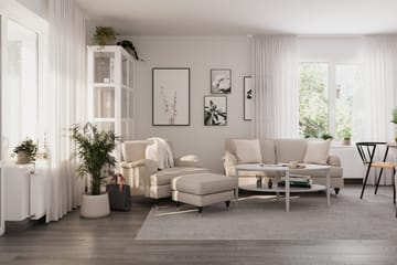 Howard Classic Soffgrupp 2-sits Soffa + Fåtölj + Fotpall i Tyg - Beige - Möbler - Soffa - Soffgrupp - Howard soffgrupp