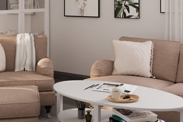 Howard Classic Soffgrupp 2-sits Soffa + Fåtölj + Fotpall i Tyg - Mörkbeige - Möbler - Soffa - Soffgrupp - Howard soffgrupp