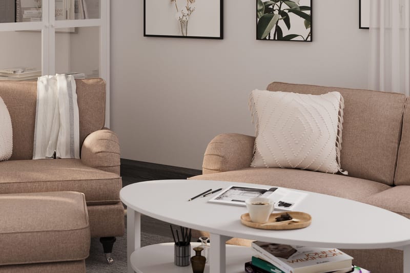 Howard Classic Soffgrupp 2-sits Soffa + Fåtölj + Fotpall i Tyg - Mörkbeige - Möbler - Soffa - Soffgrupp - Howard soffgrupp