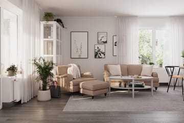 Howard Classic Soffgrupp 2-sits Soffa + Fåtölj + Fotpall i Tyg - Mörkbeige - Möbler - Soffa - Soffgrupp - Howard soffgrupp