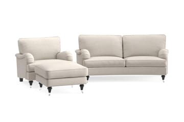 Howard Classic Soffgrupp 2-sits Svängd Soffa + Fåtölj + Fotpall i Tyg