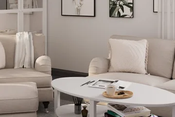 Howard Classic Soffgrupp 2-sits Svängd Soffa + Fåtölj + Fotpall i Tyg - Beige - Möbler - Soffa - Soffgrupp - Howard soffgrupp