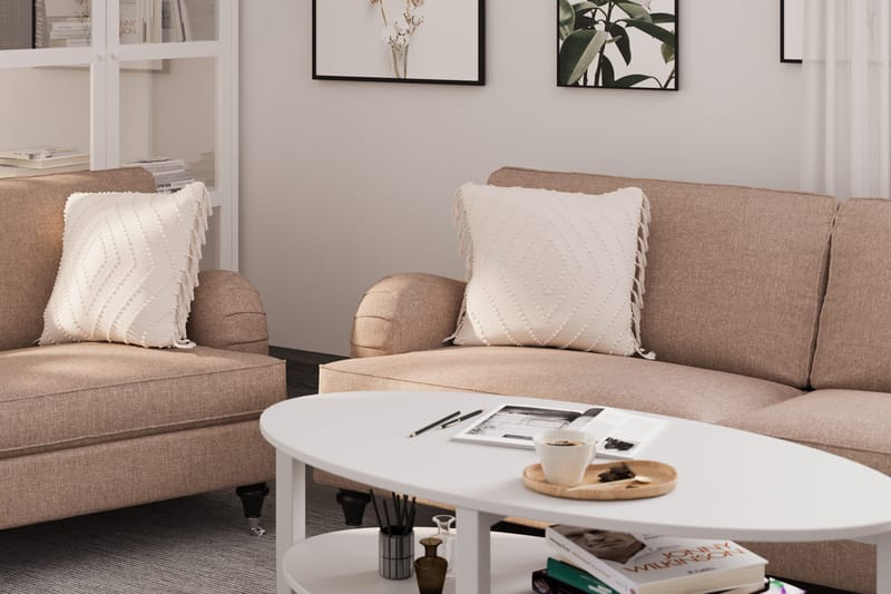 Howard Classic Soffgrupp 3-sits + 2-sits Soffa + Fåtölj + Fotpall i Tyg - Mörkbeige - Möbler - Soffa - Soffgrupp - Howard soffgrupp