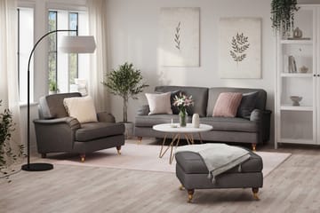 Howard Lyx Soffgrupp 3-sits Soffa + Fåtölj + Fotpall i Tyg - Mörkgrå - Möbler - Soffa - Soffgrupp - Howard soffgrupp