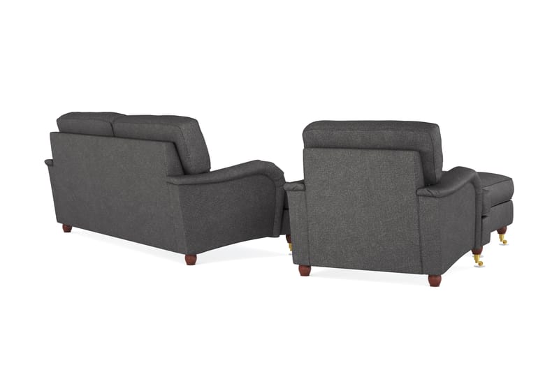 Howard Lyx Soffgrupp 3-sits Soffa + Fåtölj + Fotpall i Tyg - Mörkgrå - Möbler - Soffa - Soffgrupp - Howard soffgrupp