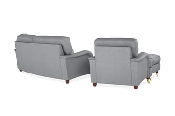Howard Lyx Soffgrupp 3-sits Svängd Soffa + Divanfåtölj + Fåtölj + Fotpall i Tyg - Ljusgrå - Möbler - Soffa - Soffgrupp - Howard soffgrupp