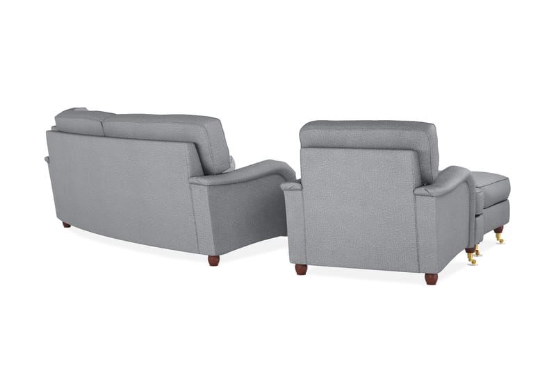Howard Lyx Soffgrupp 3-sits Svängd Soffa + Divanfåtölj + Fåtölj + Fotpall i Tyg - Ljusgrå - Möbler - Soffa - Soffgrupp - Howard soffgrupp