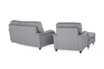 Howard Lyx Soffgrupp 3-sits Svängd Soffa + Divanfåtölj + Fåtölj + Fotpall i Tyg - Ljusgrå - Möbler - Soffa - Soffgrupp - Howard soffgrupp