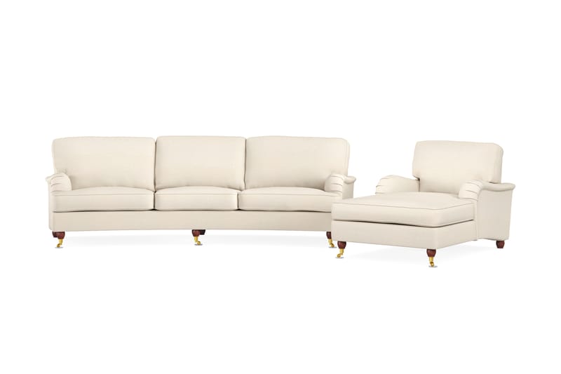 Howard Lyx Soffgrupp 4-sits Svängd Soffa + Divanfåtölj i Tyg - Beige - Möbler - Soffa - Soffgrupp - Howard soffgrupp