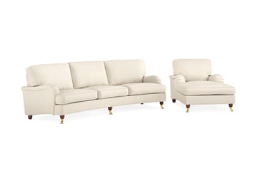 Howard Lyx Soffgrupp 4-sits Svängd Soffa + Divanfåtölj i Tyg - Beige - Möbler - Soffa - Soffgrupp - Howard soffgrupp
