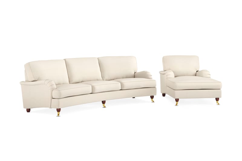 Howard Lyx Soffgrupp 4-sits Svängd Soffa + Divanfåtölj i Tyg - Beige - Möbler - Soffa - Soffgrupp - Howard soffgrupp