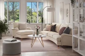 Howard Lyx Soffgrupp 4-sits Svängd Soffa + Divanfåtölj i Tyg - Beige - Möbler - Soffa - Soffgrupp - Howard soffgrupp