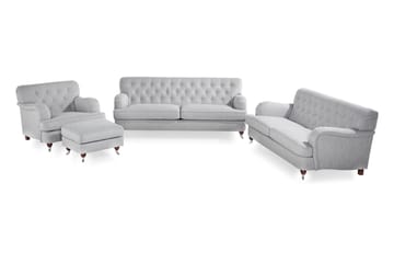 Howard Riviera Soffgrupp 2-sits + 3-sits Soffa + Fåtölj + Fotpall i Tyg
