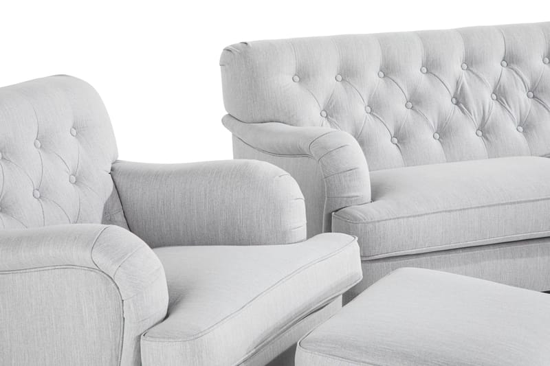 Howard Riviera Soffgrupp 2-sits + 3-sits Soffa + Fåtölj + Fotpall i Tyg - Grå - Möbler - Soffa - Soffgrupp - Howard soffgrupp