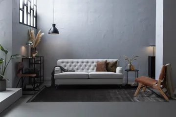 Howard Riviera Soffgrupp 2-sits + 3-sits Soffa + Fåtölj + Fotpall i Tyg - Grå - Möbler - Soffa - Soffgrupp - Howard soffgrupp