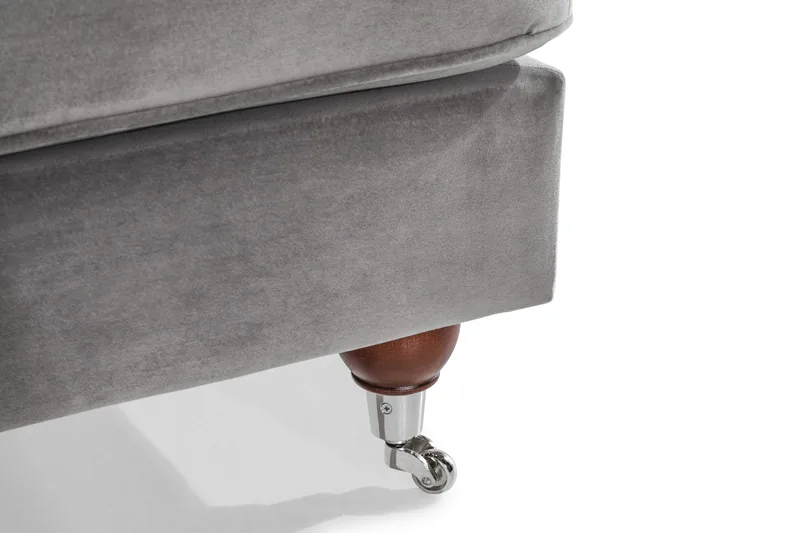 Howard Riviera Soffgrupp 3-sits + 2-sits Soffa + Fåtölj + Fotpall i Sammet - Ljusgrå - Möbler - Soffa - Soffgrupp - Howard soffgrupp