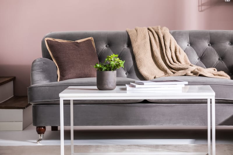 Howard Riviera Soffgrupp 3-sits + 2-sits Soffa + Fåtölj + Fotpall i Sammet - Ljusgrå - Möbler - Soffa - Soffgrupp - Howard soffgrupp