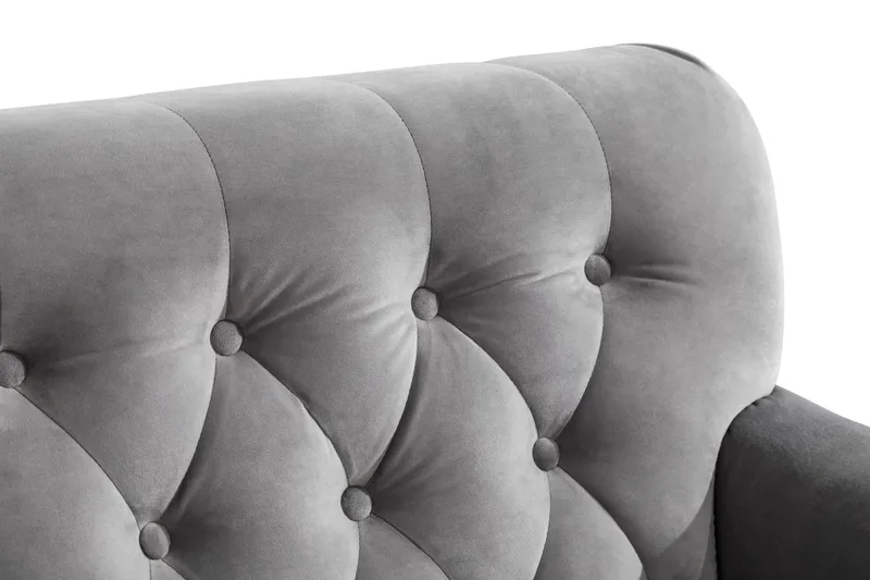 Howard Riviera Soffgrupp 3-sits + 2-sits Soffa + Fåtölj + Fotpall i Sammet - Ljusgrå - Möbler - Soffa - Soffgrupp - Howard soffgrupp