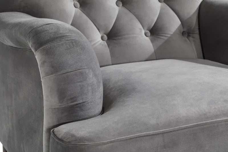 Howard Riviera Soffgrupp 3-sits + 2-sits Soffa + Fåtölj + Fotpall i Sammet - Ljusgrå - Möbler - Soffa - Soffgrupp - Howard soffgrupp