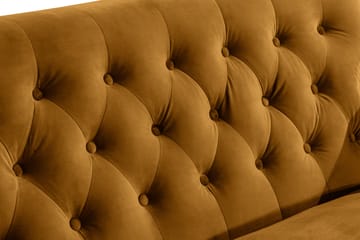 Howard Riviera Soffgrupp Svängd 3-sits + 2-sits Soffa + Fåtölj + Fotpall i Sammet - Mörkgul - Möbler - Soffa - Soffgrupp - Howard soffgrupp